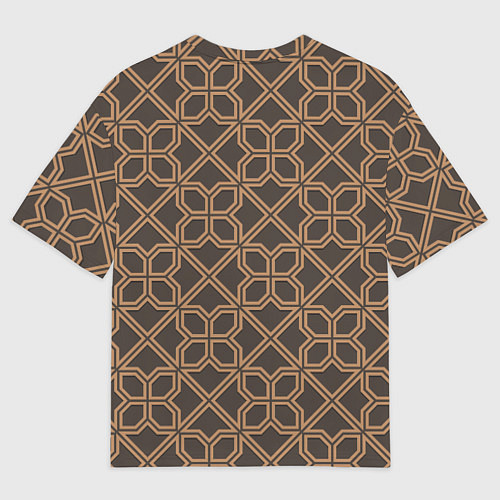 Мужская футболка оверсайз Геометрический узор коричневый / 3D-принт – фото 2