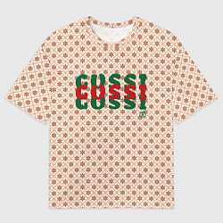 Мужская футболка оверсайз Гусси - надпись цветная