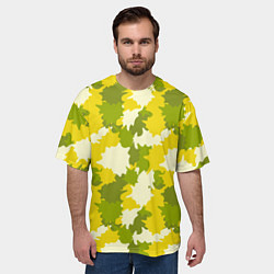 Футболка оверсайз мужская Желтые и зеленые камуфляжные пятна, цвет: 3D-принт — фото 2