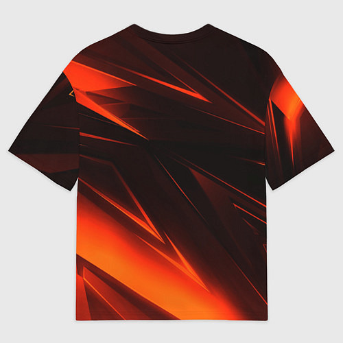 Мужская футболка оверсайз Geometry orange stripes / 3D-принт – фото 2
