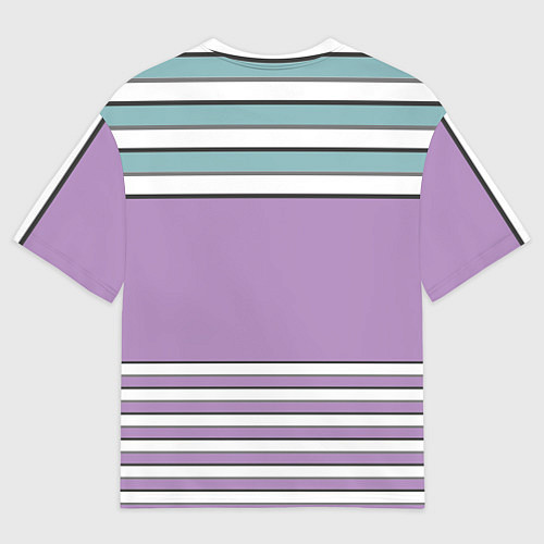 Мужская футболка оверсайз Горизонтальный полосы сиреневые и зеленые / 3D-принт – фото 2