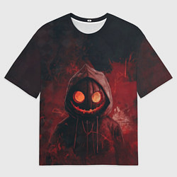 Футболка оверсайз мужская Тыквенный Джек в багровых тонах, цвет: 3D-принт