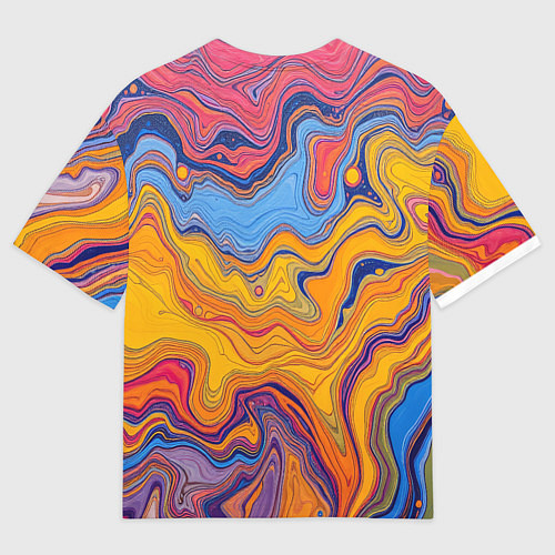 Мужская футболка оверсайз Поток разноцветной краски / 3D-принт – фото 2