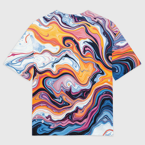 Мужская футболка оверсайз Жидкие разноцветные краски / 3D-принт – фото 2