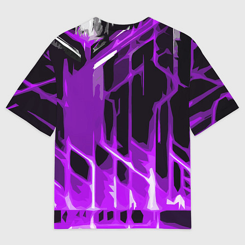 Мужская футболка оверсайз Abstract purple stripes on a black background / 3D-принт – фото 2