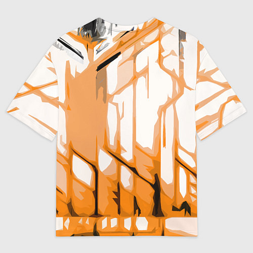 Мужская футболка оверсайз Оранжевые полосы на белом фоне / 3D-принт – фото 2