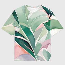 Футболка оверсайз мужская Листья акварель, цвет: 3D-принт