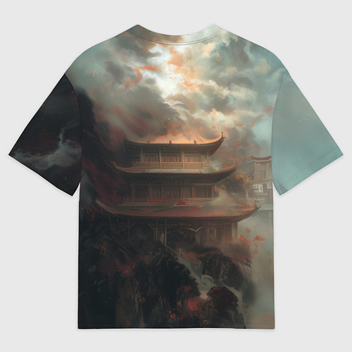 Мужская футболка оверсайз Wukong и дракон / 3D-принт – фото 2