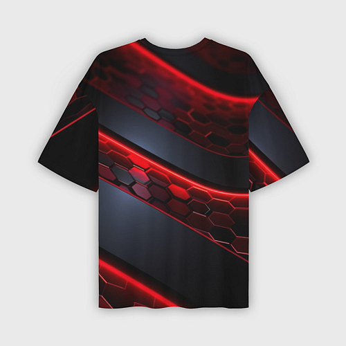 Мужская футболка оверсайз Deadlock logo красные соты и неон / 3D-принт – фото 2