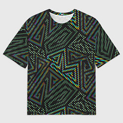 Футболка оверсайз мужская Геометрический неоновый лабиринт, цвет: 3D-принт