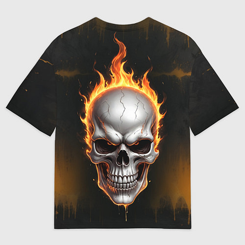 Мужская футболка оверсайз Череп в огне / 3D-принт – фото 2