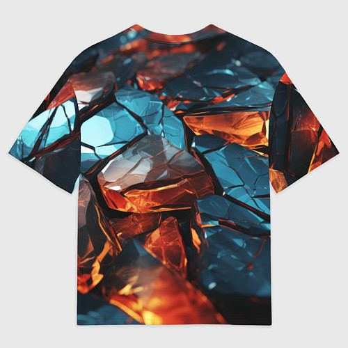Мужская футболка оверсайз Разломленные камни с янтарным свечением / 3D-принт – фото 2
