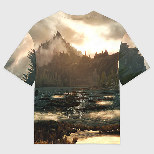 Мужская футболка оверсайз Skyrim logo природа / 3D-принт – фото 2