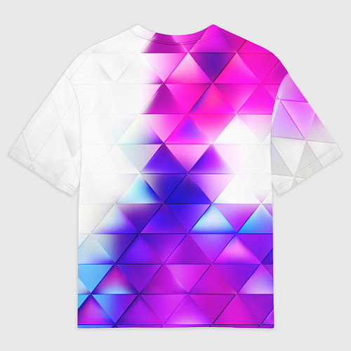 Мужская футболка оверсайз Неоновые треугольники абстракция / 3D-принт – фото 2