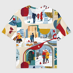 Мужская футболка оверсайз Русская зима зарисовки