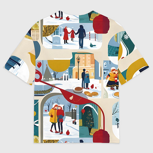 Мужская футболка оверсайз Русская зима зарисовки / 3D-принт – фото 2