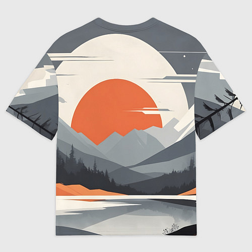 Мужская футболка оверсайз Горы медведь геометрия / 3D-принт – фото 2