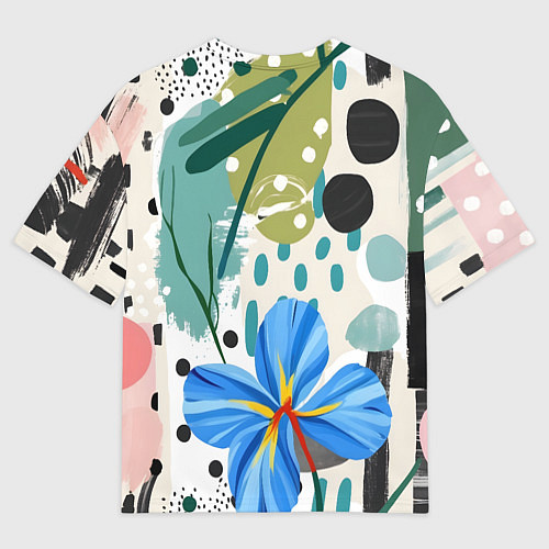 Мужская футболка оверсайз Цветы горошек абстракция / 3D-принт – фото 2