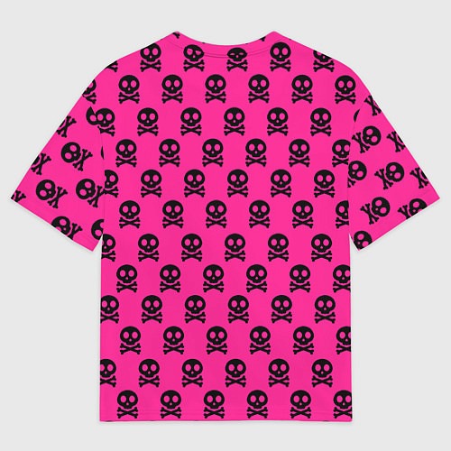 Мужская футболка оверсайз Эмо череп паттерн - кислотный неон / 3D-принт – фото 2