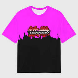 Мужская футболка оверсайз Tekken розовая геометрия