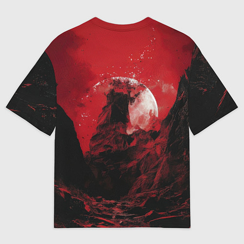 Мужская футболка оверсайз Забытая башня в красных тонах / 3D-принт – фото 2