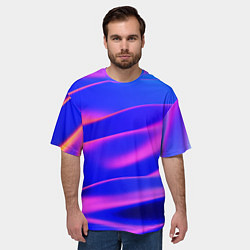 Футболка оверсайз мужская Неоновые волны градиент, цвет: 3D-принт — фото 2