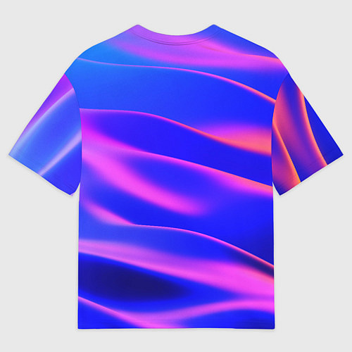 Мужская футболка оверсайз Неоновые волны градиент / 3D-принт – фото 2