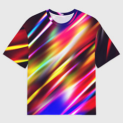 Футболка оверсайз мужская Неоновая абстракция линии, цвет: 3D-принт