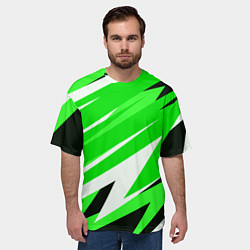 Футболка оверсайз мужская Geometry stripes green, цвет: 3D-принт — фото 2