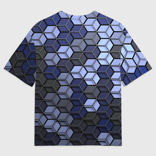 Мужская футболка оверсайз Серо синие соты / 3D-принт – фото 2