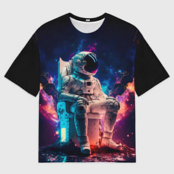 Мужская футболка оверсайз Космонавт на чиле в сверкающем космосе