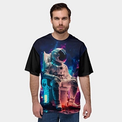 Футболка оверсайз мужская Космонавт на чиле в сверкающем космосе, цвет: 3D-принт — фото 2