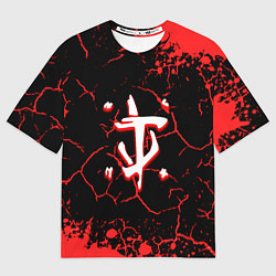 Мужская футболка оверсайз Doom лого трещины