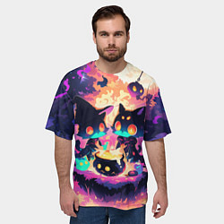 Футболка оверсайз мужская 2 котика ведьмы, цвет: 3D-принт — фото 2
