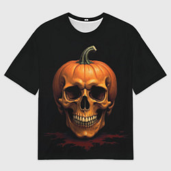 Футболка оверсайз мужская Череп-тыква для Хэллоуина, цвет: 3D-принт