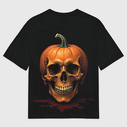 Мужская футболка оверсайз Череп-тыква для Хэллоуина / 3D-принт – фото 2