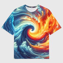 Футболка оверсайз мужская Космическое завихрение - инь янь, цвет: 3D-принт