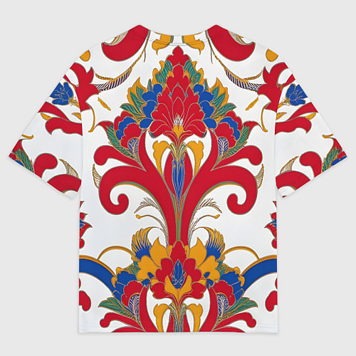 Мужская футболка оверсайз Яркий алый узор / 3D-принт – фото 2