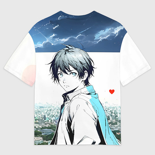 Мужская футболка оверсайз Аниме город / 3D-принт – фото 2