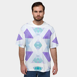 Футболка оверсайз мужская Нежная геометрическая абстракция голубоватая, цвет: 3D-принт — фото 2