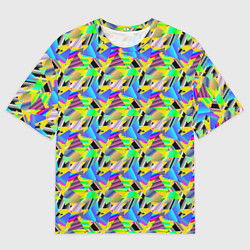 Мужская футболка оверсайз Треугольники голографический эффект - паттерн