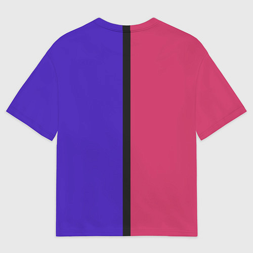 Мужская футболка оверсайз Полосы фуксия, фиолетовый и черный / 3D-принт – фото 2