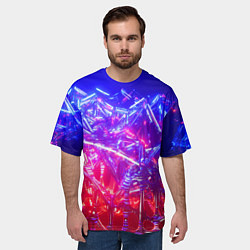 Футболка оверсайз мужская Неоновая геометрическая абстракция, цвет: 3D-принт — фото 2