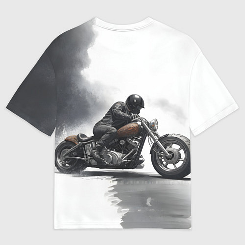 Мужская футболка оверсайз Крутой байкер скетч / 3D-принт – фото 2