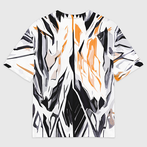 Мужская футболка оверсайз Чёрно-жёлтая абстракция на белом фоне / 3D-принт – фото 2