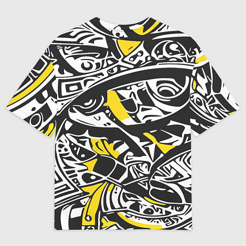Мужская футболка оверсайз Черно-желтый орнамент / 3D-принт – фото 2