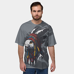 Футболка оверсайз мужская Кролик-индеец, цвет: 3D-принт — фото 2