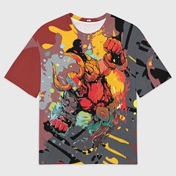 Мужская футболка оверсайз Красный викинг