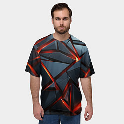 Футболка оверсайз мужская Геометрические плиты со светом, цвет: 3D-принт — фото 2