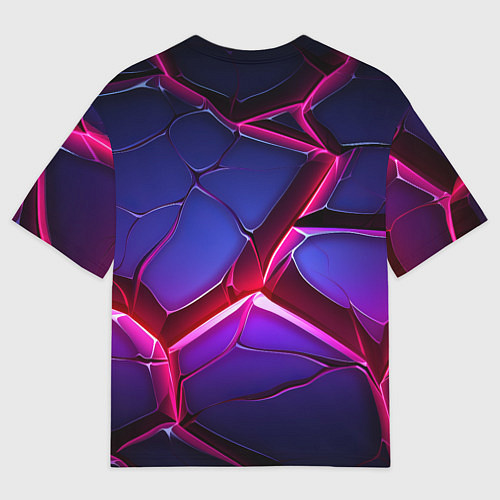 Мужская футболка оверсайз Темные синие плиты и фиолетовый свет / 3D-принт – фото 2